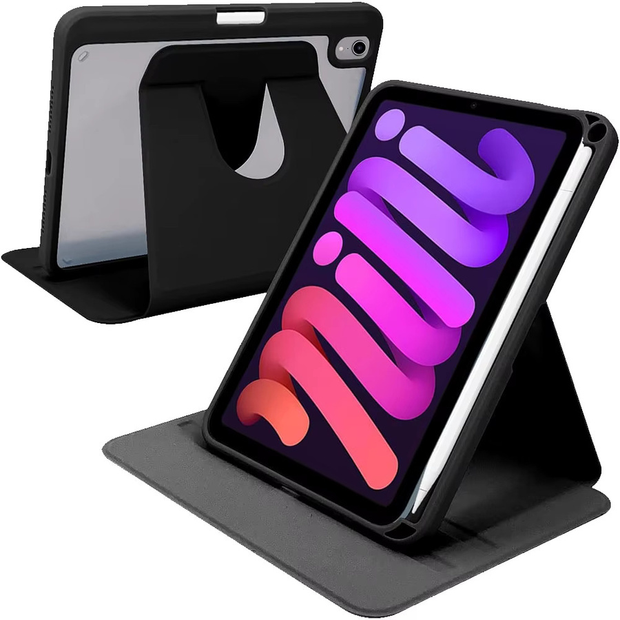 DZSWYCASE Schutzhülle für iPad Mini 7 (A17 Pro) 2024 und iPad Mini 6 2021 8,3 Zoll mit Stifthalter und 360-Grad-Rotation in Pink oder Black - Bild 5