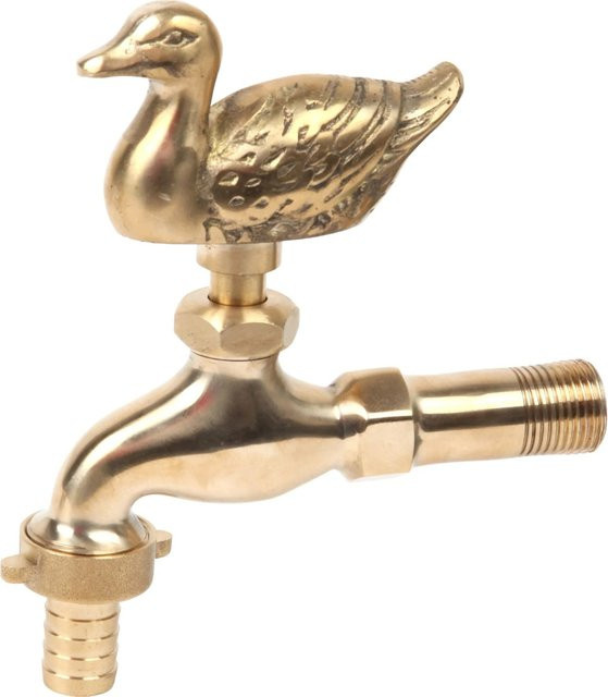Floraworld Zier-Wasserhahn Ente aus Messing in Gold, Anschluss 1/2 Zoll, Höhe: 13 cm, Breite: 35 cm - Bild 1