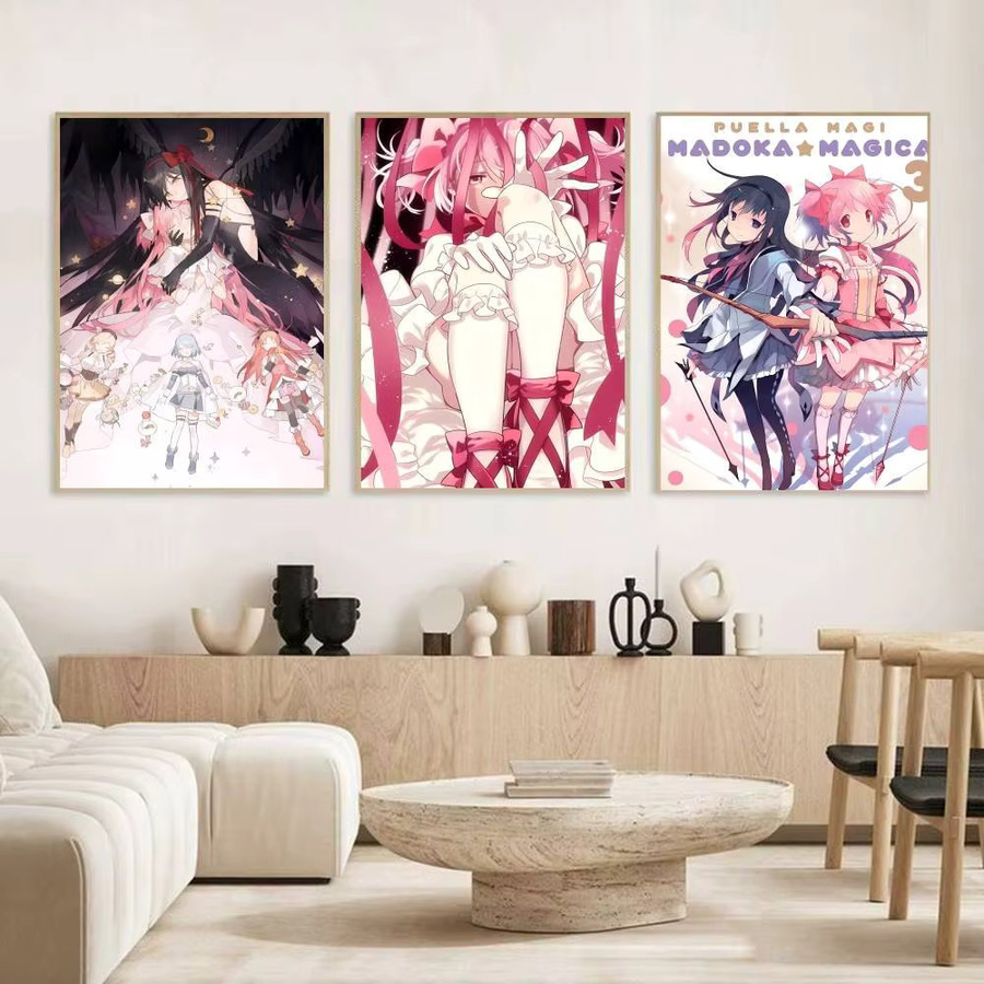 Selbstklebender Manga-Papierposter Puella Magi Madoka Magica in Pink und Multicolour, Wandkunst für dein Zuhause, B/H: 15 x 15 cm - Bild 3