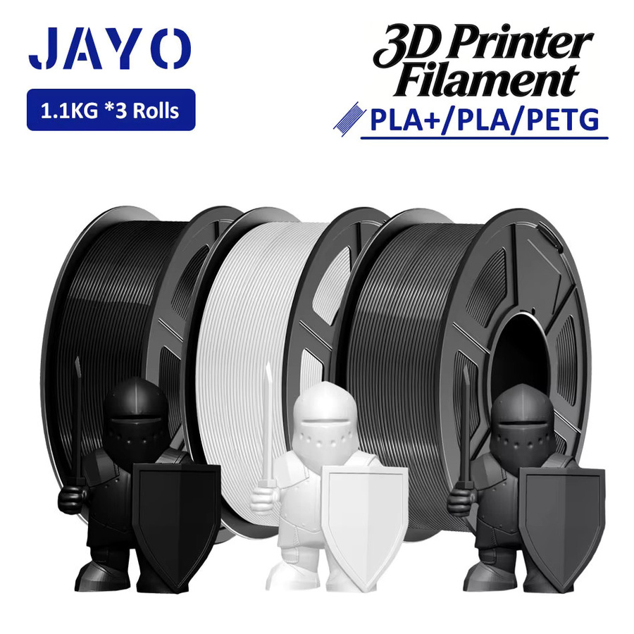 JAYO 3D-Drucker-Filament Set aus PLA/PLA Plus/PETG, 1,75 mm, 3 Rollen in Schwarz, Weiß und Grau - Bild 4