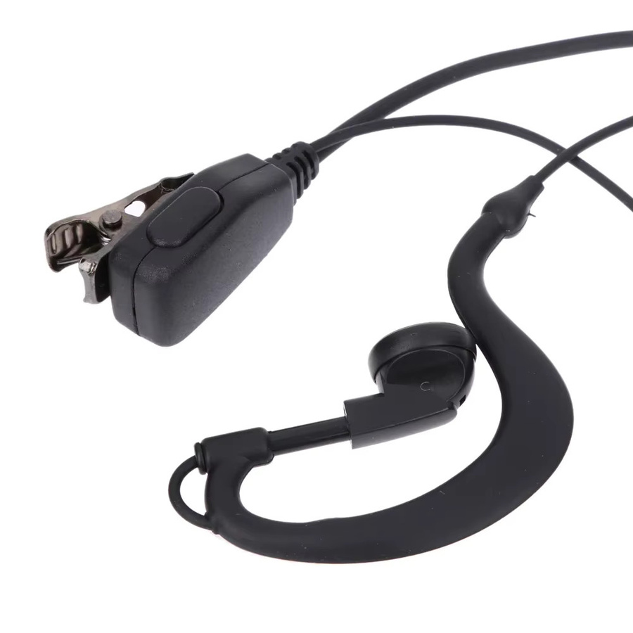 10er Pack ALLOYSEED 2-poliges In-Ear Headset mit PTT-Mikrofon und Ohrhaken für Walkie Talkies, Schwarz, Kabellänge: 1 m - Bild 4