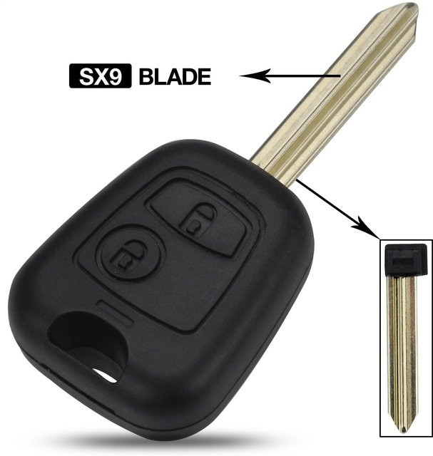 Jingyuqin Ersatz Remote Auto Schlüssel Hülle Fall Abdeckung für Peugeot Partner Experte Boxer SX9 und Citroen C-Elysee mit SX9 Klinge in Schwarz - Bild 1