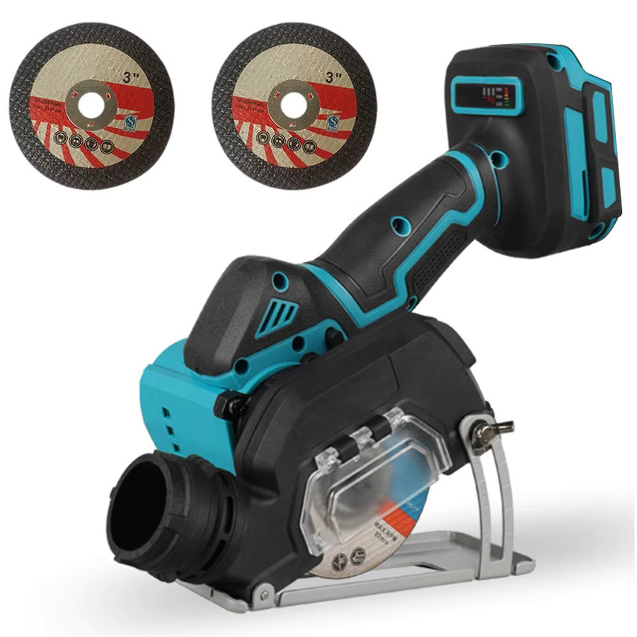 Podofo Akku-Mini-Winkelschleifer 21V 380W 19500RPM Schwarz mit Makita-Anschluss und 2 Trennscheiben für Metall, Holz und Stein - Bild 5