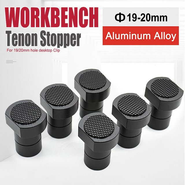QDS Werkbank-Zapfenstopper aus Aluminiumlegierung für Holzbearbeitungstisch mit rutschfester Dichtung, passend für 19/20 mm Loch, Farben: Rot und Schwarz - Bild 1