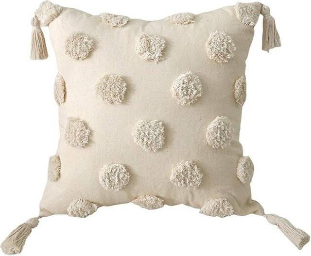 Dekorativer quadratischer Kissenbezug von JMG Clothing mit Blumenmuster in Beige, B/B: 45 x 45 cm - Bild 1