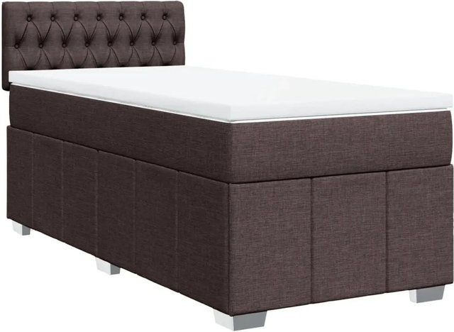 vidaXL Boxspringbett mit Matratze Dunkelbraun B/T/H: 100 x 200 x 100,5 cm mit USB-Anschluss und Unterbettbeleuchtung - Bild 1