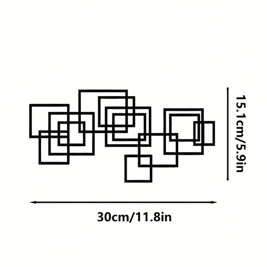 CIFBUY Moderne Metall-Wandkunst in Schwarz mit geometrischem Design und quadratischem Fenster für Innen- und Außenbereiche - Bild 2