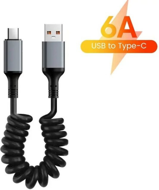 USB-C auf USB-C Schnellladekabel 6A für iPhone 15, Huawei, Xiaomi und Samsung, Schwarz - Bild 1