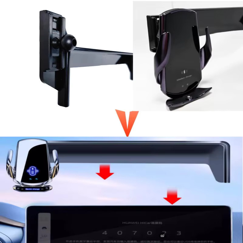 Smartphone Halterung mit kabelloser Ladestation für Volvo XC60 und XC90, Schwarz - Bild 3