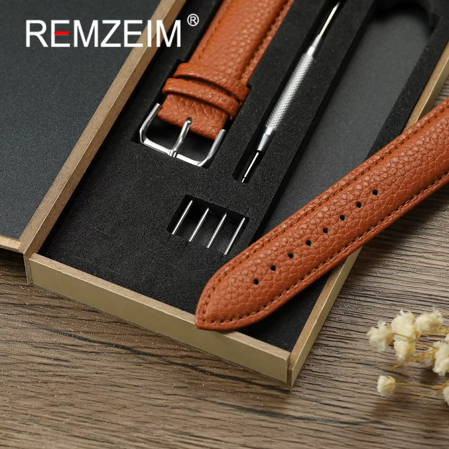 Uhrenarmband REMZEIM Leder, Litschi Muster, Unisex - Bild 1