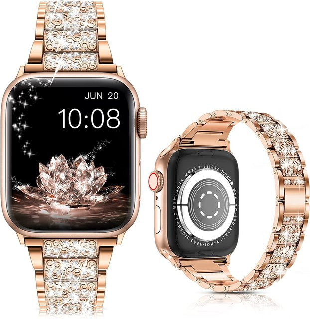 TINUORA Uhrenarmband Edelstahl, Diamant, Roségold, Damen - Bild 1