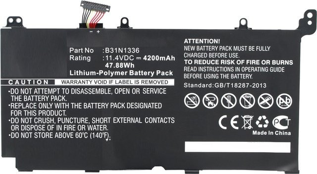 CoreParts Laptop-Batterie Lithium-Polymer für ASUS R553LN (MBXAS-BA0034), 4200 mAh, 47,9 Wh, Schwarz - Bild 1