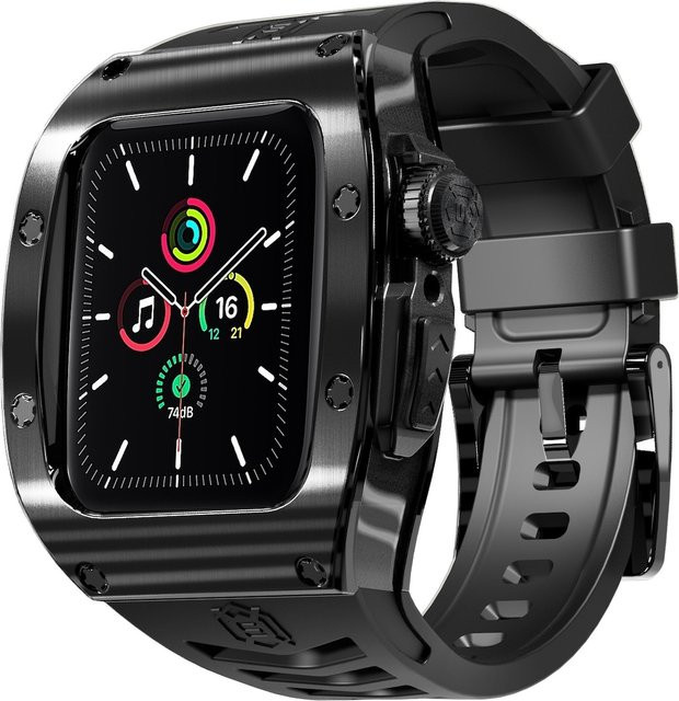 Wigento Uhrenarmband Silikon, Edelstahl, Schwarz, Unisex - Bild 1