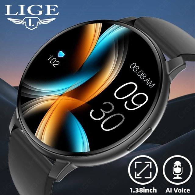 LIGE Smartwatch, Schwarz, Silikon, Unisex - Bild 1