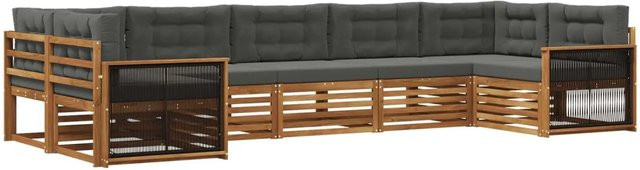 vidaXL Outdoor-Sofagarnitur aus Akazienholz in L-Form mit Kissen, Farbe Natur und Anthrazit - Bild 1