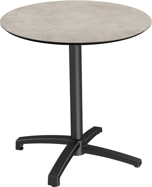 Feros Terrassentisch X Cross mit runder HPL-Platte in Sand und schwarzem Gestell, Höhe: 74 cm - Bild 1