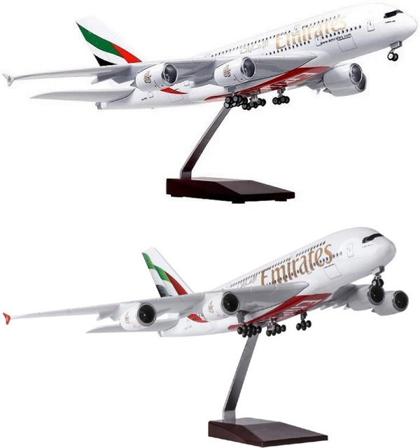 ZOCO Emirates A380-Modellflugzeug, Maßstab 1:160, Metall, Weiß - Bild 1