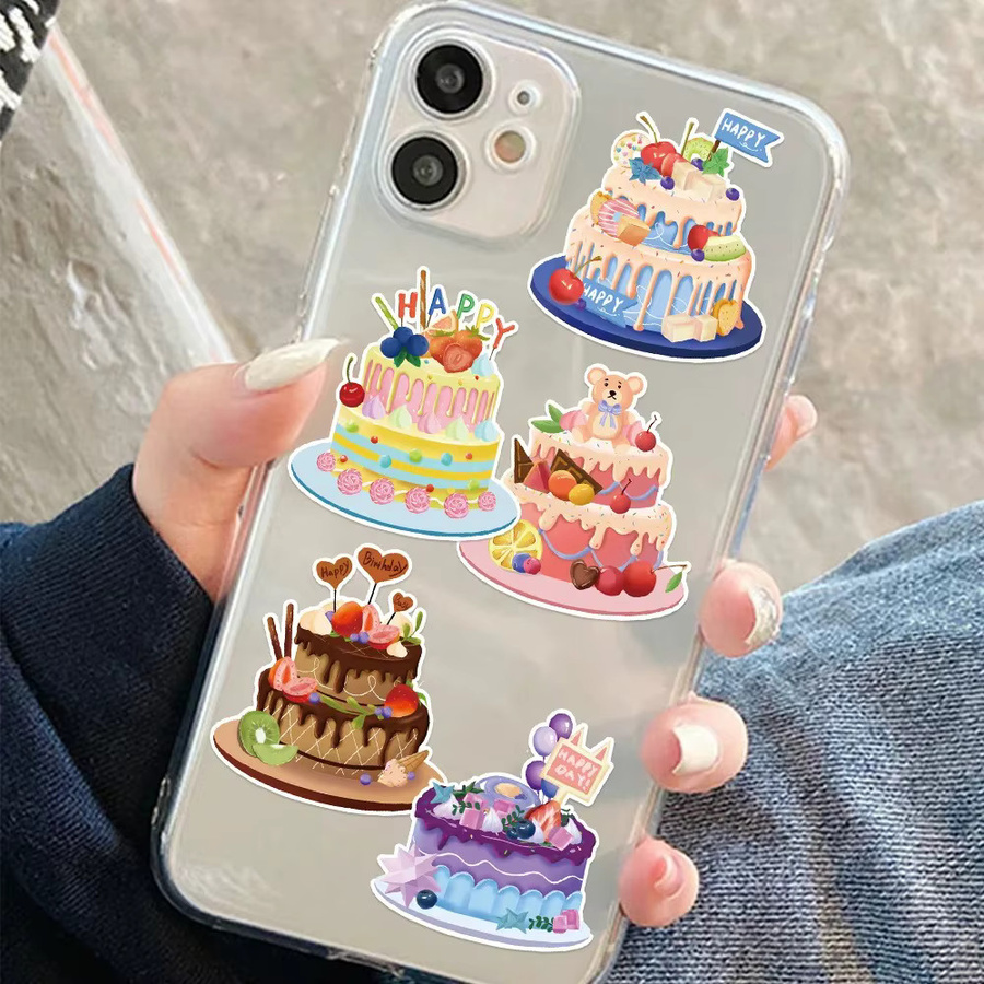GOGOTU Bunte Cartoon-Kuchen-Gesichter-Puzzle-Aufkleber, 16-teiliges Set - Bild 4