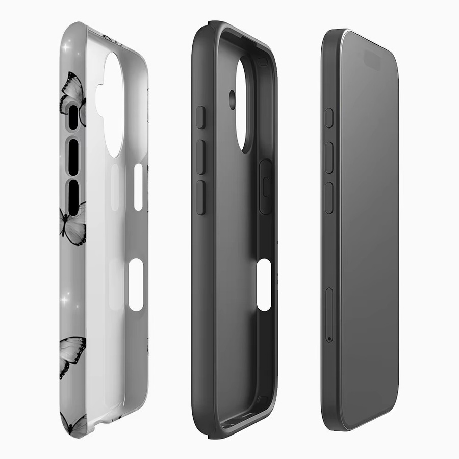 Potdemiel Robuste Schmetterling Handyhülle mit Magnetfunktion für iPhone 17 16 15 14 13 Pro Max Plus in Grau - Bild 2