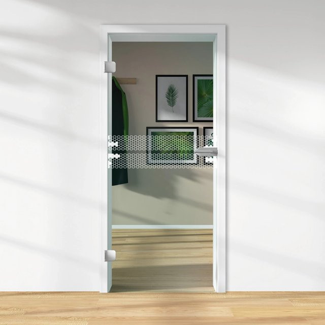 Skyscope Glasdrehtür ESG Floatglas mit Lasermattierung, DIN Links, Transparent, H x B x T: 197,2 x 83,4 x 0,8 cm - Bild 1
