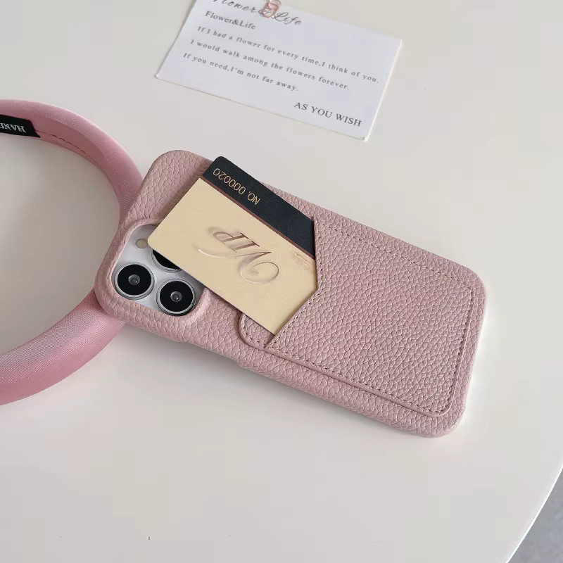 RUWANGAA Stoßfeste iPhone Handyhülle mit Kartenfach und Brieftaschenfunktion in Beige - Bild 2