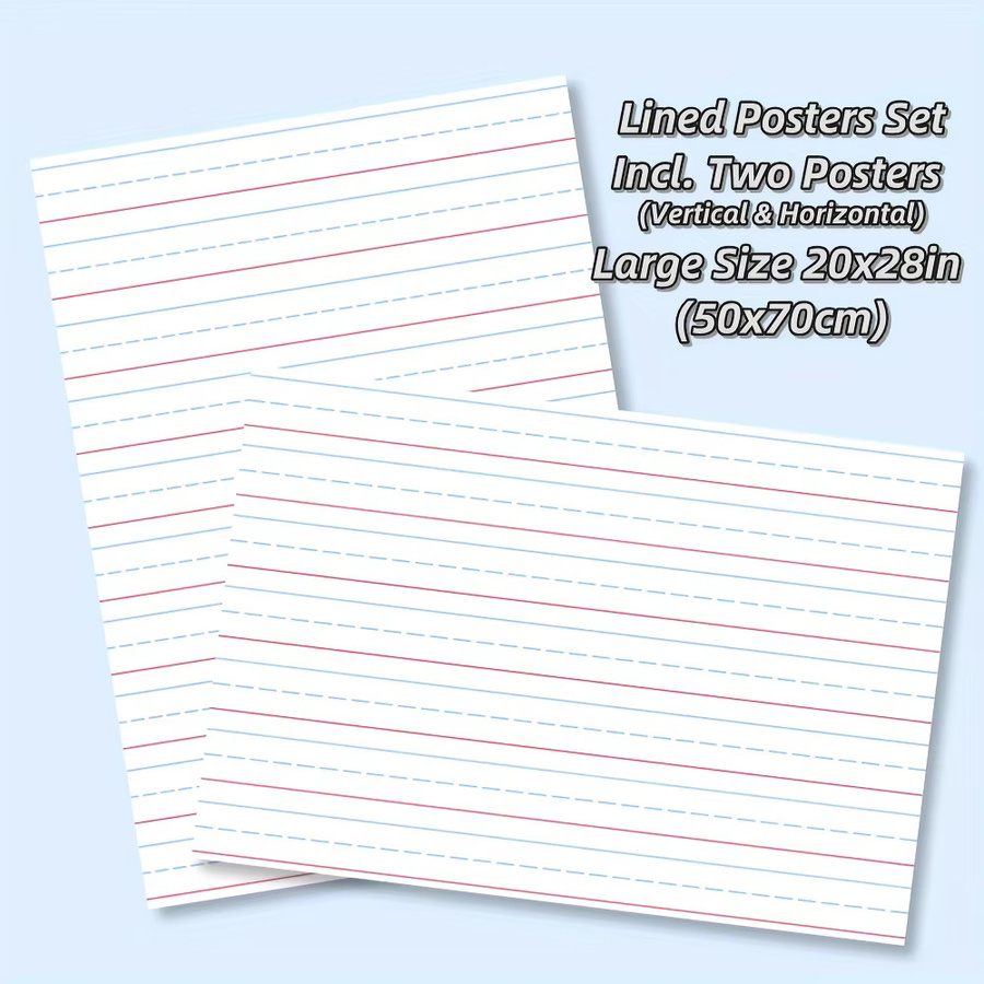 2-teiliges Whiteboard-Poster-Set in Weiß, wiederverwendbare trocken abwischbare Poster für Schule, Büro und Zuhause, Breite: 50,8 cm, Höhe: 71,12 cm - Bild 1