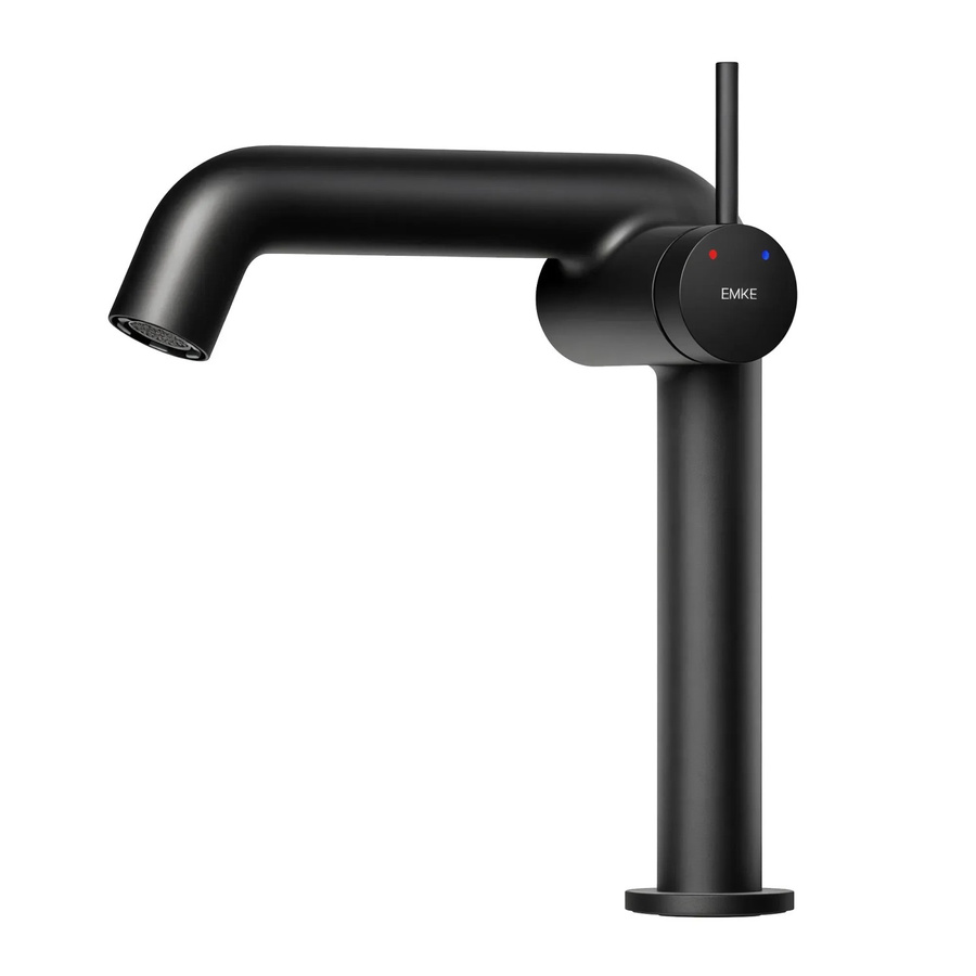 Emke Waschtischarmatur Mischbatterie für das Bad in Schwarz Matt mit Einhebelmischer und Wassersparfunktion, H x B x T: 7,6 x 22,2 x 20,0 cm - Bild 2