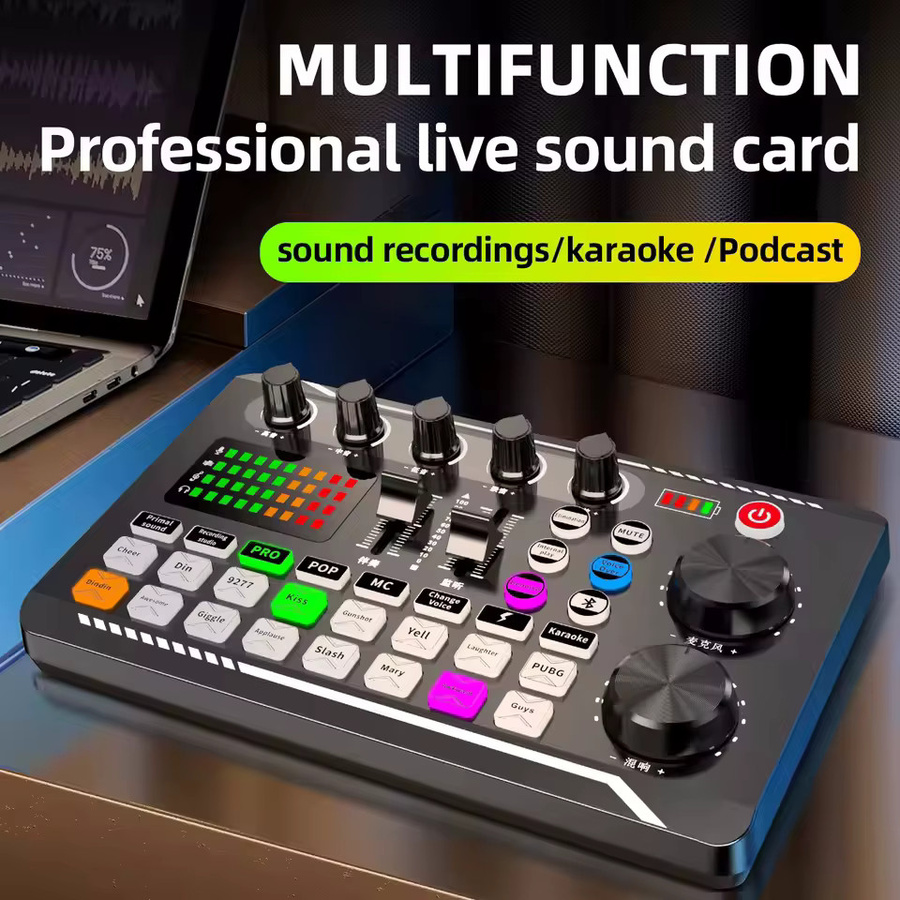 AyeBeau Kondensatormikrofon mit Bluetooth und USB als professionelle Soundkarte und digitaler Live-Stimmenwandler in Schwarz und Gold - Bild 3