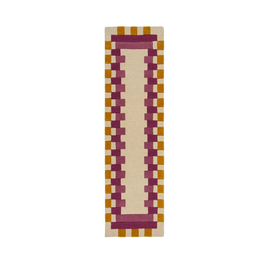Flair Rugs Wollteppich Kai Wool Border in Beige-Rosa, handgeknüpft, geometrisches Design, B/T: 60 x 230 cm - Bild 2
