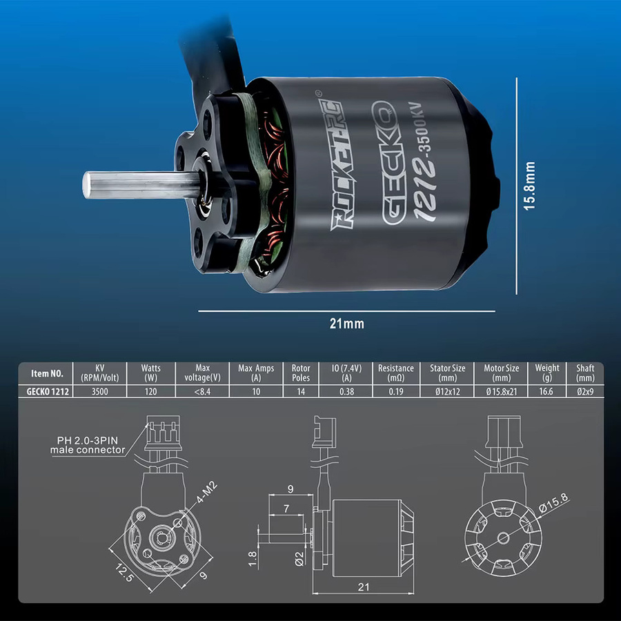 ROCKET-RC 1212PRO 3500KV Motor, Wasserdichter Bürstenloser Mini24Pro F 25A ESC für 1/16 1/18 1/24 RC Crawler Kletterauto TRX4M SCX24 - Bild 3