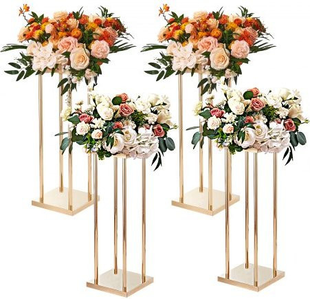 VEVOR 4er-Set Blumenhocker Eckig in Gold, Moderne Blumenständer aus Eisen und Metall-Laminat, Pflanzenständer für Dekoration, B/T/H: 20 x 20 x 80 cm - Bild 1