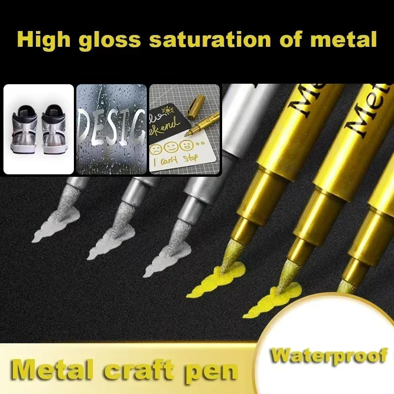 GN 6 Stück Pinsel-Metallfarben-Markierstifte in Gold und Silber, permanente Kunstmarker für Manga, Basteln und Scrapbooking - Bild 2