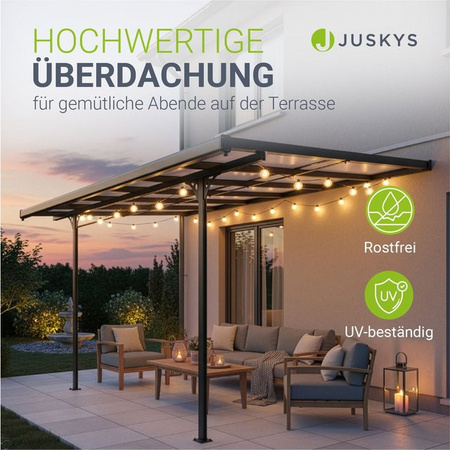 Juskys Terrassendach Borneo Aluminium mit Doppelstegplatten, B/T: 3 x 3 m, Anthrazit