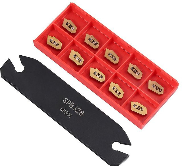 TOMTOP JMS 10er Set Drehmaschinen-Drehwerkzeuge SPB26-3 26-mm-Trennwerkzeug zum Abstechen und Einstechen mit GTN-3 SP300-Trennwerkzeug in Gold und Multicolour - Bild 1