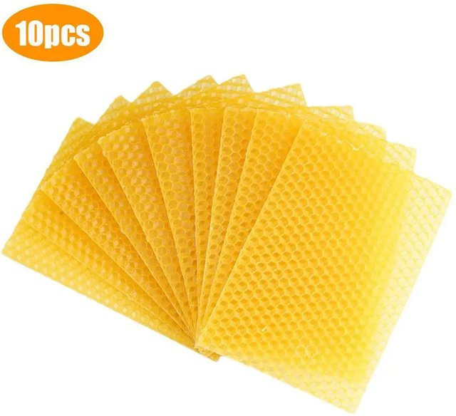 10 Stück Bienenwachs Blätter Gelb für die Kerzenherstellung und Bienenzucht DIY Kit - Bild 1