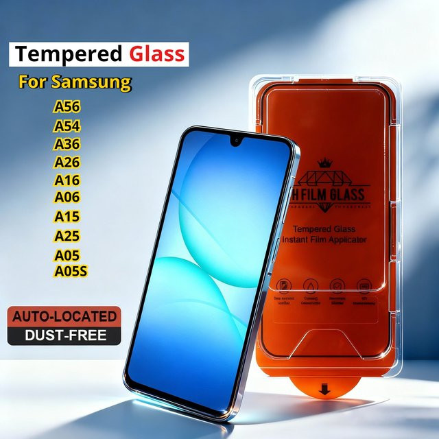 Staubfreies Temperglas Displayschutzfolie für Samsung Galaxy A56 5G A55 A36 A24 A35 A54 A26 A16 A06 A15 A07 A05 A05S A34 A17 A34 in Transparent - Bild 1