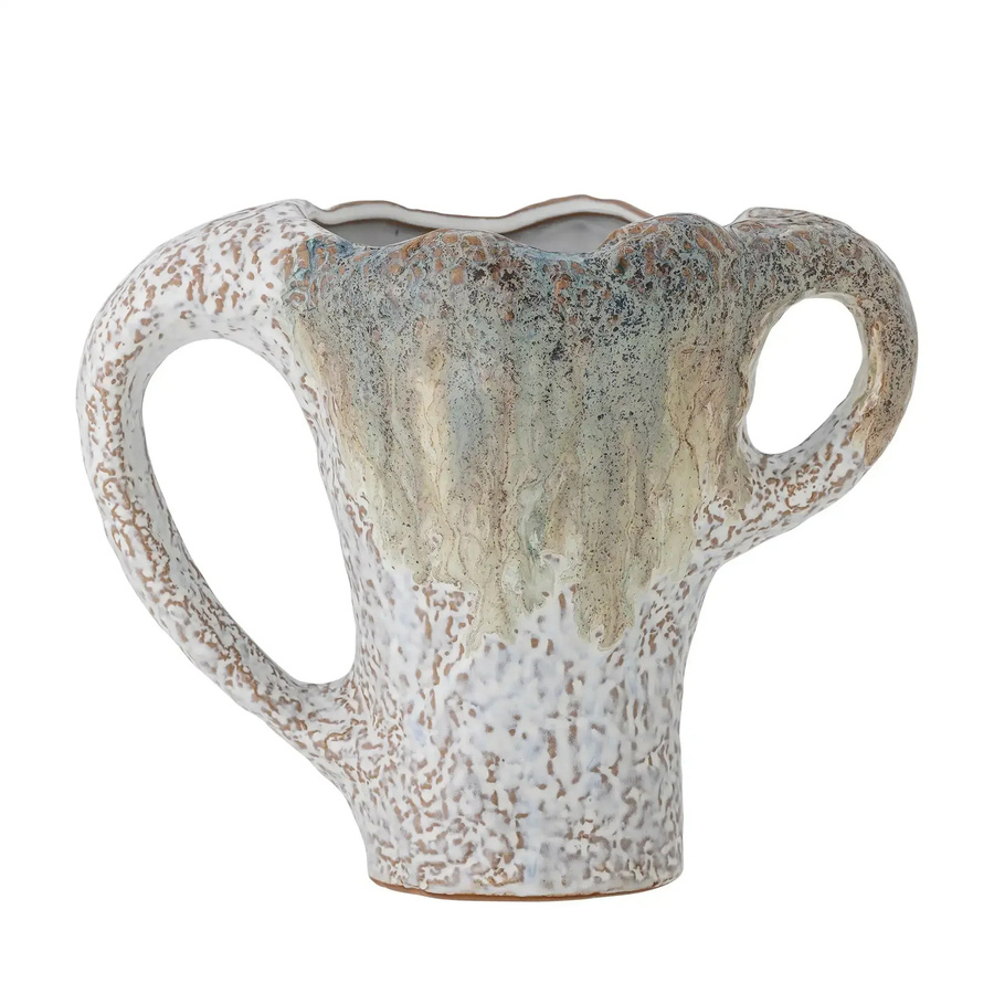 Bloomingville Keramikvase Ledger in Grün mit organischer Form, Höhe: 26,0 cm, Breite: 21,0 cm, Tiefe: 15,0 cm - Bild 1