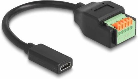 Delock USB-C Kabel USB 2.0 mit 5 Pin Terminalblock Schwarz Grün 0,15 m - Bild 1