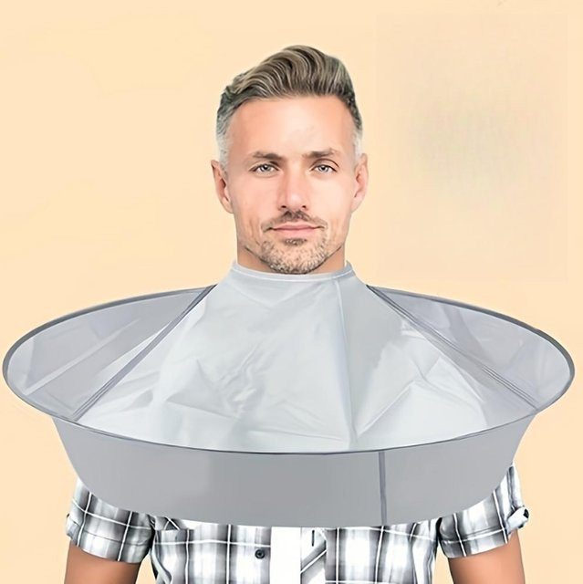 Haarschnittumhang mit Schirm und Kamm, Silber, Unisex - Bild 1
