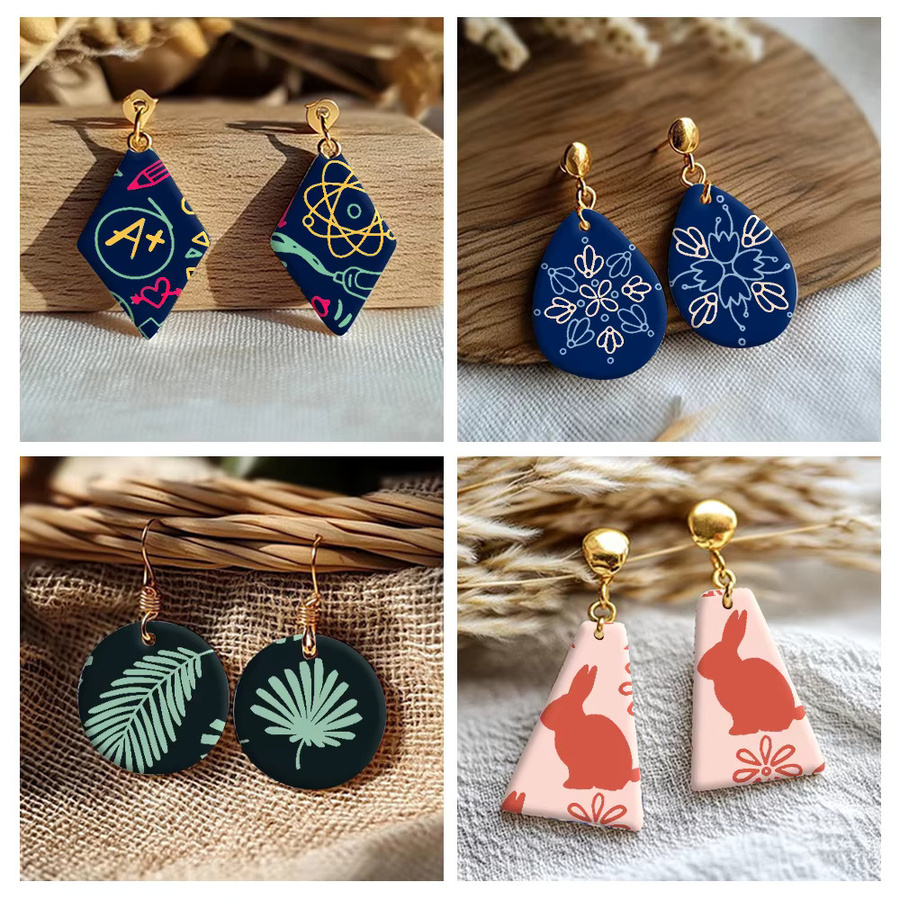 Wiederverwendbare Siebdruckschablone mit Osterhasen- und Ei-Muster für DIY-Schmuck, Ohrringe und Aufkleber, 1 bis 4 Blätter - Bild 3