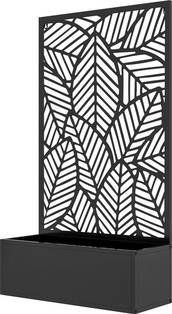 Outsunny Hochbeet Pflanzkasten aus Metall in Schwarz mit Blattmuster, B/T/H: 61 x 23 x 113 cm - Bild 1