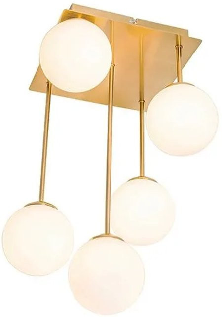 QAZQA Moderne Deckenleuchte Athens in Gold mit Opalglas und 5 Leuchten - Bild 1