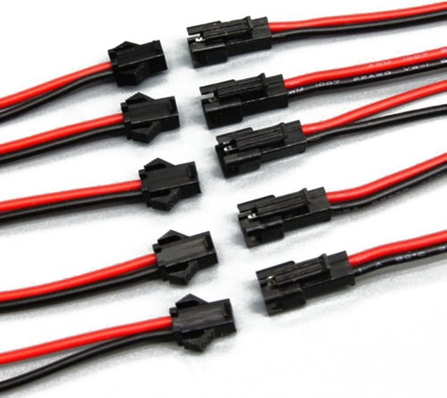 10 Paar JST SM 2-Pin Steckverbinder Set mit 10 cm Kabel Schwarz für LED Streifen und Lampen Anschlüsse - Bild 1