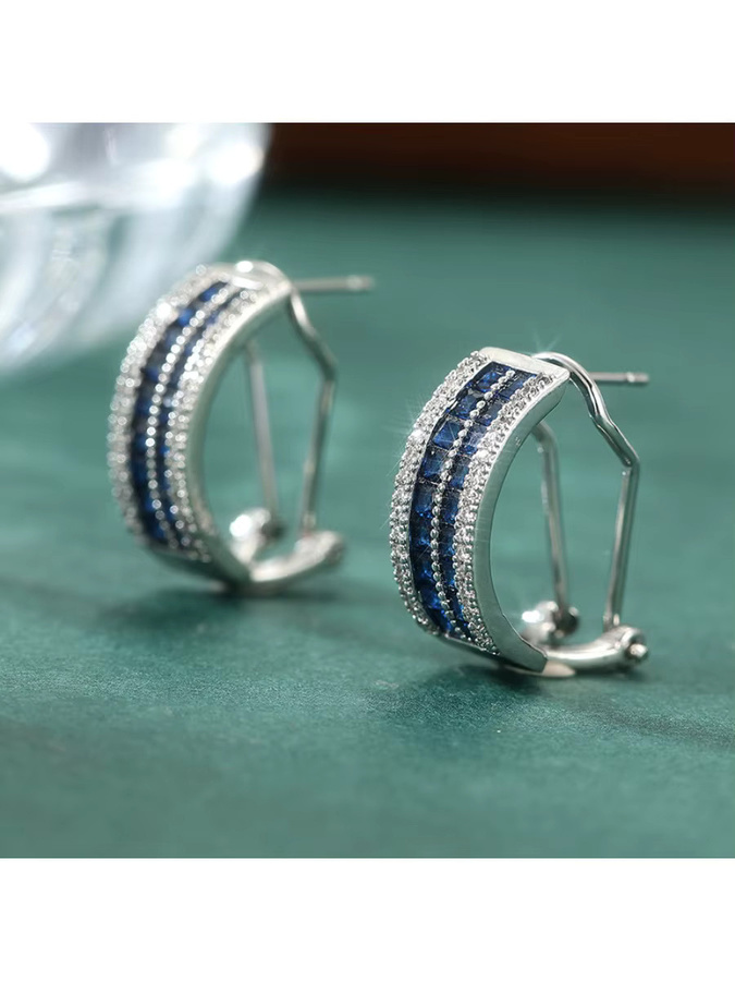 YoYo Creolen, Silber, blaue Zirkonia, Damen - Bild 3