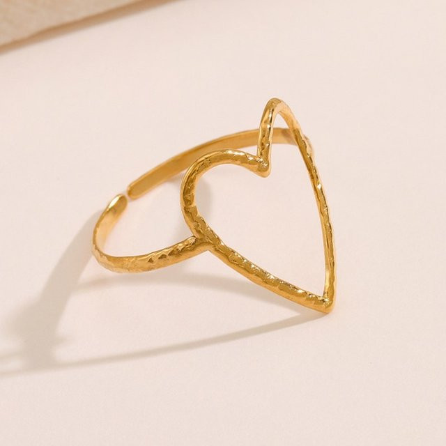 ANENJERY Ring, Edelstahl, Gold, Damen, Hohl Herz - Bild 1