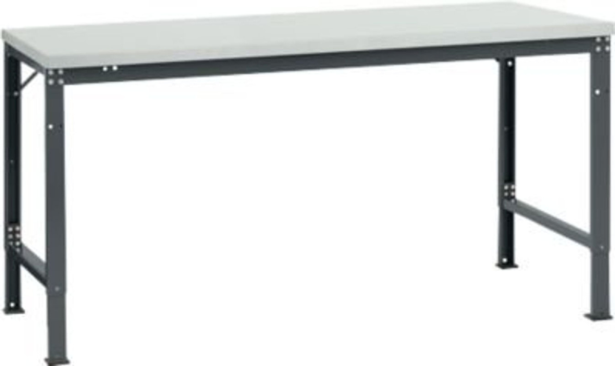 Manuflex Arbeits-Grundtisch UNIVERSAL Spezial mit Melaminplatte, Anthrazit und Lichtgrau, B/T/H: 175 x 100 x 72,2-102,2 cm - Bild 2