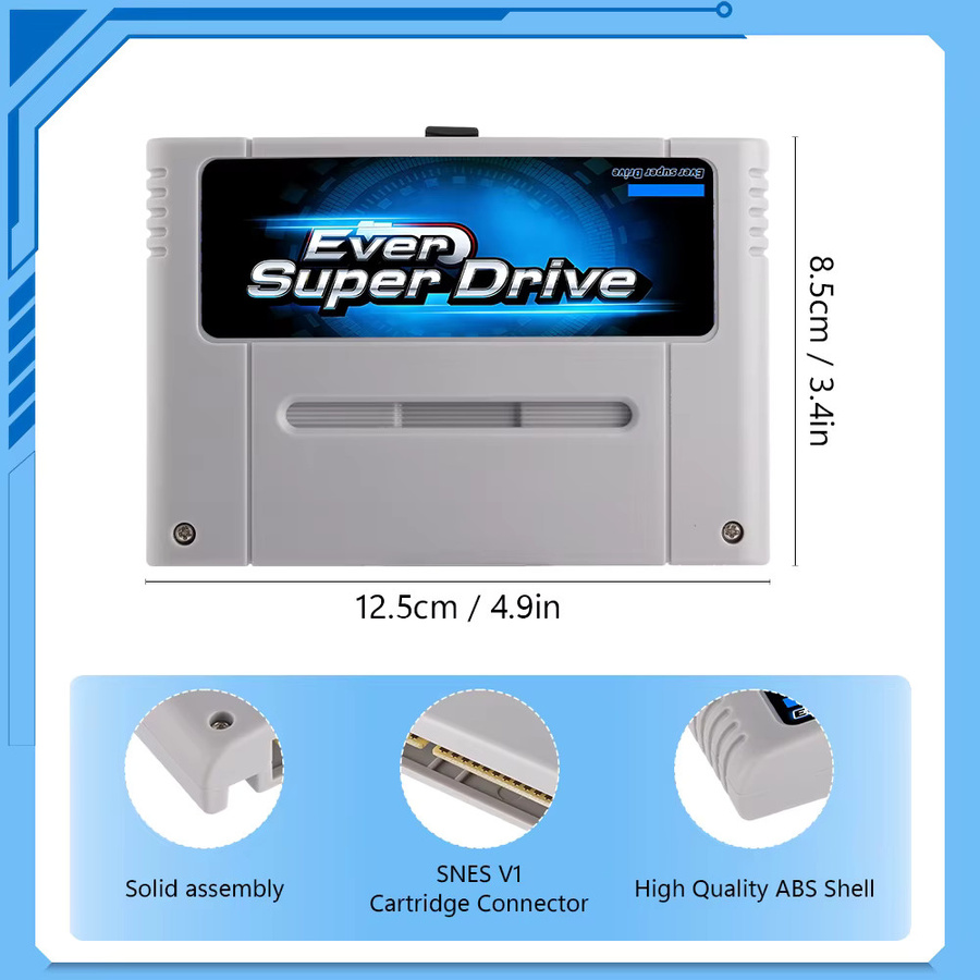 EVERDRIVE Retro-Spielkassette für SNES Super Nintendo mit 8GB Micro-SD-Karte, Schwarz - Bild 3