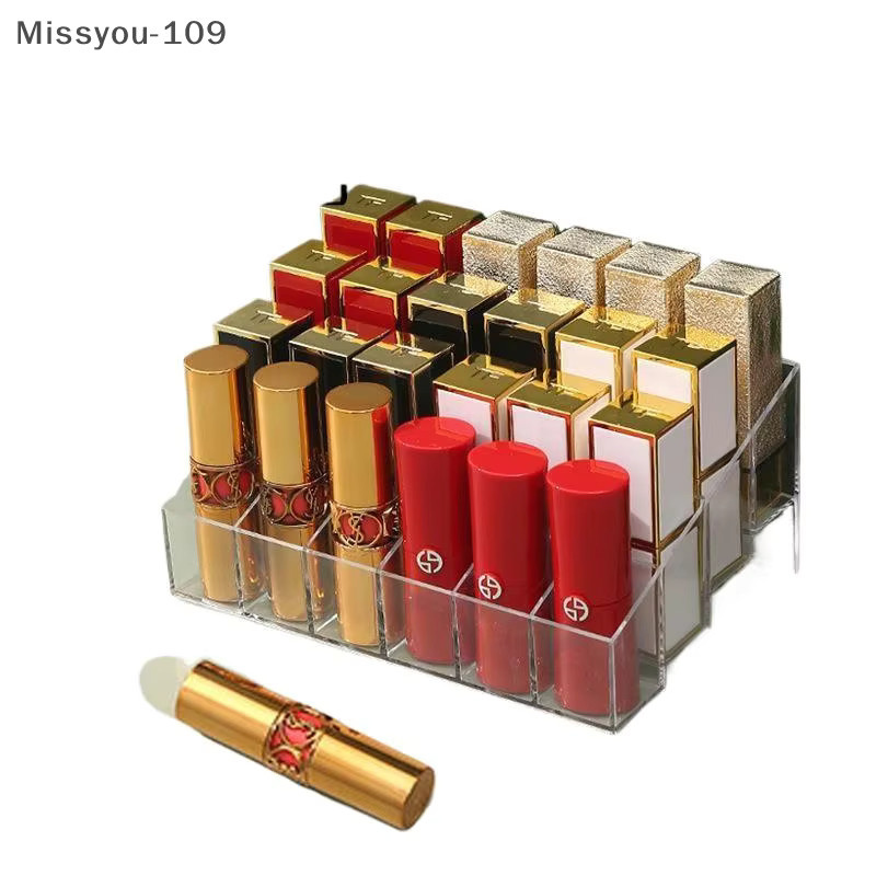 Make-up-Organizer aus transparentem Acryl mit 24 Fächern und Pinselaufbewahrung in Weiß - Bild 4