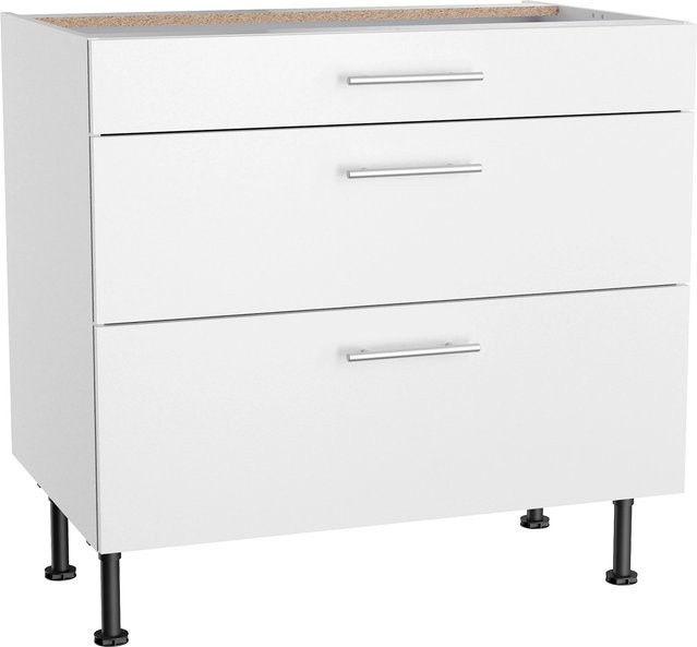Optifit Küchen-Unterschrank Bengt mit 3 Auszügen in Weiß, B/T/H: 90 x 58,4 x 87 cm - Bild 1