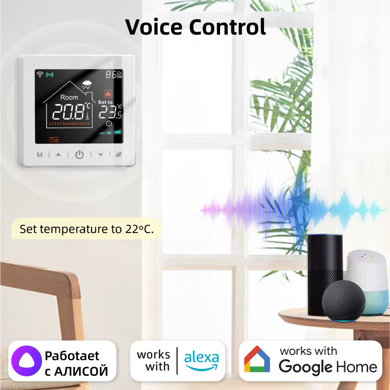 EZAIOT Smart Home Wifi Thermostat Tuya RF Wireless für Gasheizung, programmierbar mit App-Steuerung und Alexa/Google Integration, Weiß - Bild 3